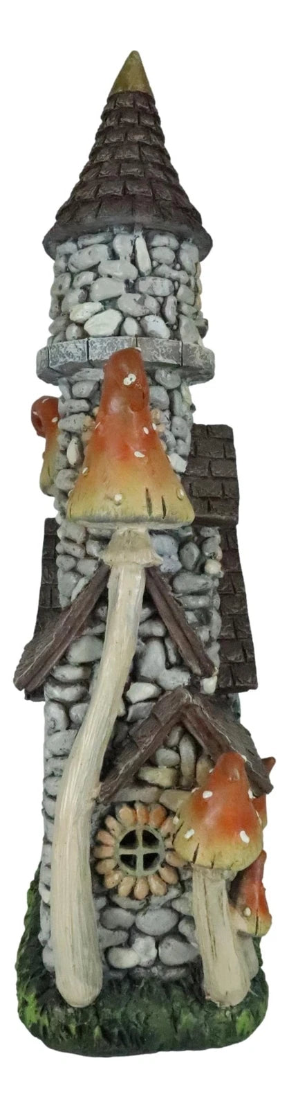 Fairy Garden LED Light Up Castle Stone House With Tall Tower Roofs Figurine-8