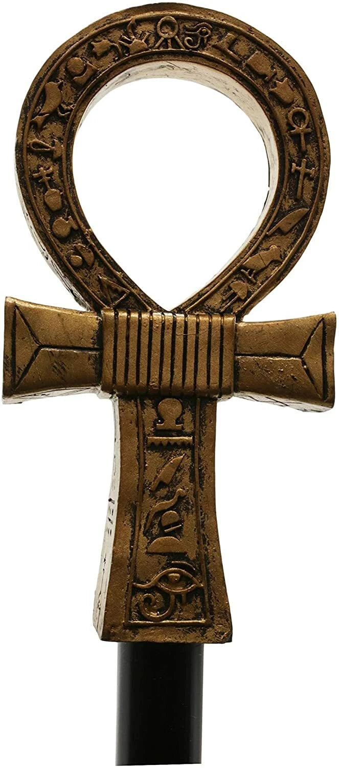 Egyptian Ankh Key of Life with Hieroglyphs Decorative Walking Staff Cane-4