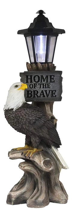 'Home of The Brave' Patriotic Eagle Night Light Statue Solar LED Lantern-7