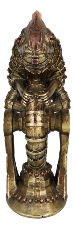 Geared Clockwork Vintage Steampunk Iguana Lizard Coiling On Stand Figurine-7