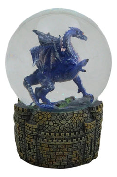 Legends Fantasy Blue Midnight Dragon Water Globe With Glitters Figurine 100mm-6