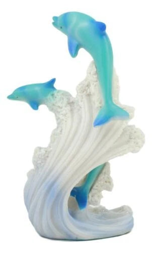Sea World Three Bottlenose Dolphins Leaping Out Of The Waves Statue 6.25"Tall-6
