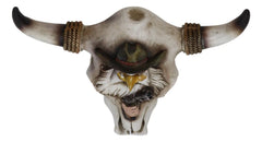 Rustic Western Eagle Cowboy With Gun Horned Ropes Cow Skull Wall Decor Plaque-5