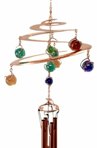 Gift Spiral Galaxy Copper Metal Wind Chime With Colorful Marbles-8