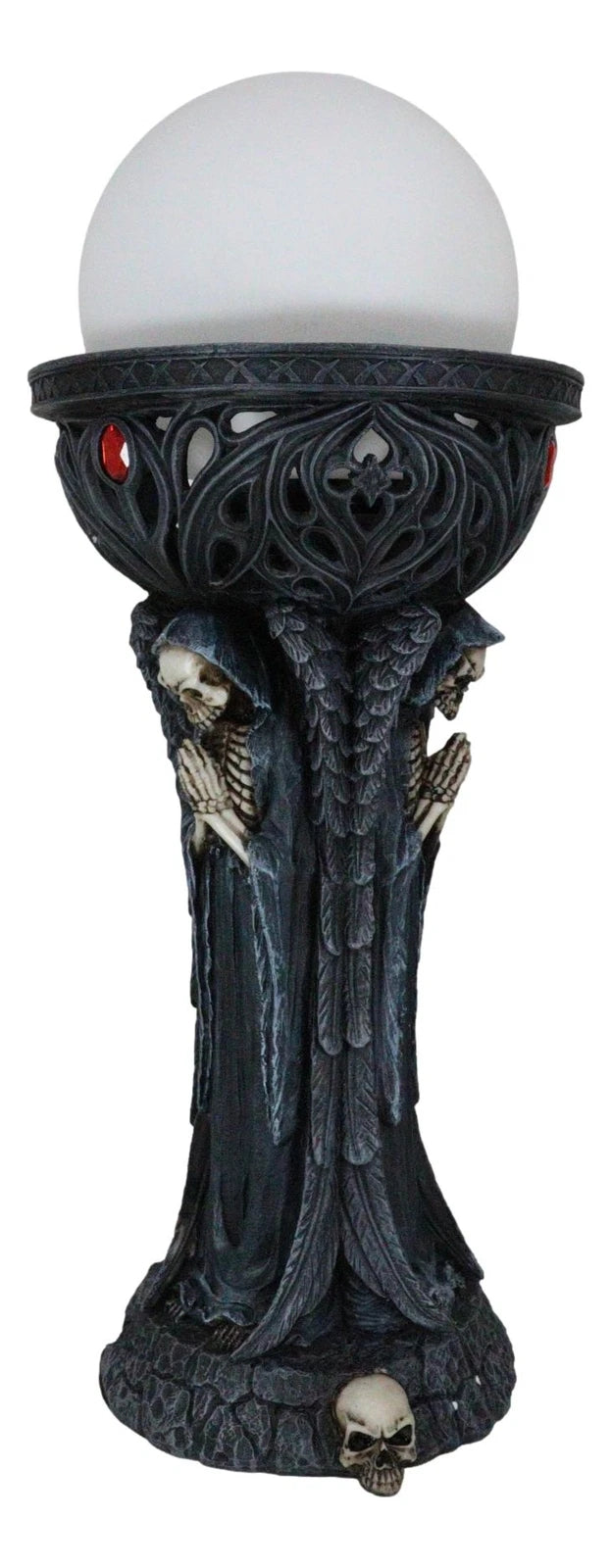 Lámpara de mesa escultural con esqueleto siniestro de la Parca, iluminación espantosa-6