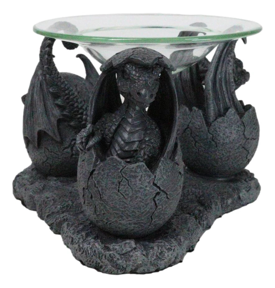 Fantasy Trio Gargoyle Dragons in Eggs Hatchling Candle Oil Burner Figurine-6