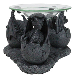 Fantasy Trio Gargoyle Dragons in Eggs Hatchling Candle Oil Burner Figurine-6