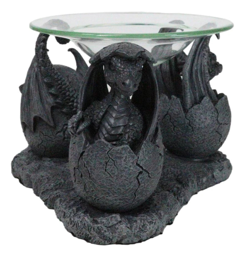 Fantasy Trio Gargoyle Dragons in Eggs Hatchling Candle Oil Burner Figurine-6