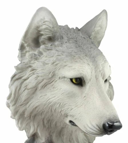 Realistic Large Gray Wolf Head Bust Statue 16"Tall Blood Lust Timberwolf Decor-6