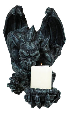 Gargoyle Candle Holder, 12"H Gothic Wall Sconce Sculpture Plaque, Fantasy Home Decor for Mantle, Wall, Garden, or Indoor Display-5