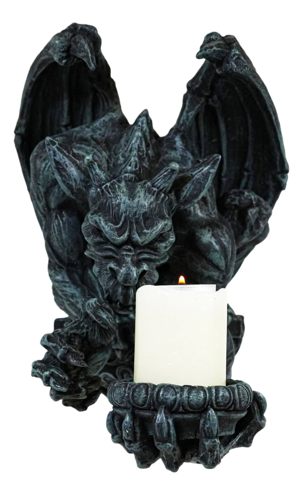 Gargoyle Candle Holder, 12"H Gothic Wall Sconce Sculpture Plaque, Fantasy Home Decor for Mantle, Wall, Garden, or Indoor Display-5