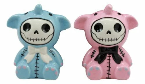 Furrybones Elephant Voodoo Skeleton Ceramic Salt And Pepper Shakers Set-6