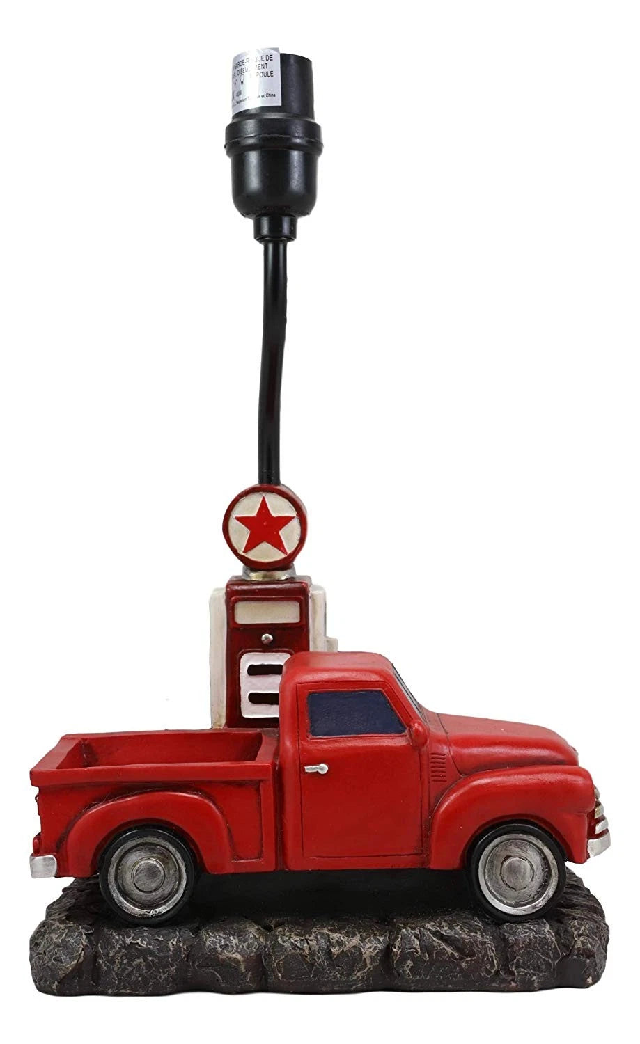 Classic Big Red Pickup Truck by Rural Gas Pump Desktop Table Lamp 18.75" H-6