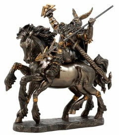 Norse Viking God Battle Cry Odin Riding On Sleipnir to Hel Figurine 9" L-5