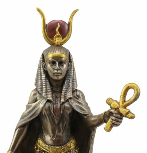 Egyptian Deity Goddess Hathor Holding Ankh Statue Patroness Of Love Motherhood-7