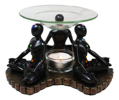 Chakra Zones Black Yoga Avatars Meditating On Lotus Candle Heat Oil Burner Decor-6