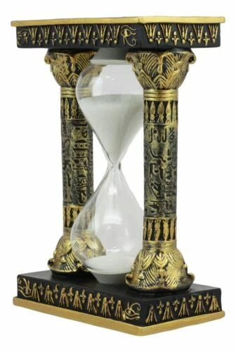 Egyptian Gods Eye Of Horus And Ankh Hieroglyphic Column Sand Timer Statue Decor-6