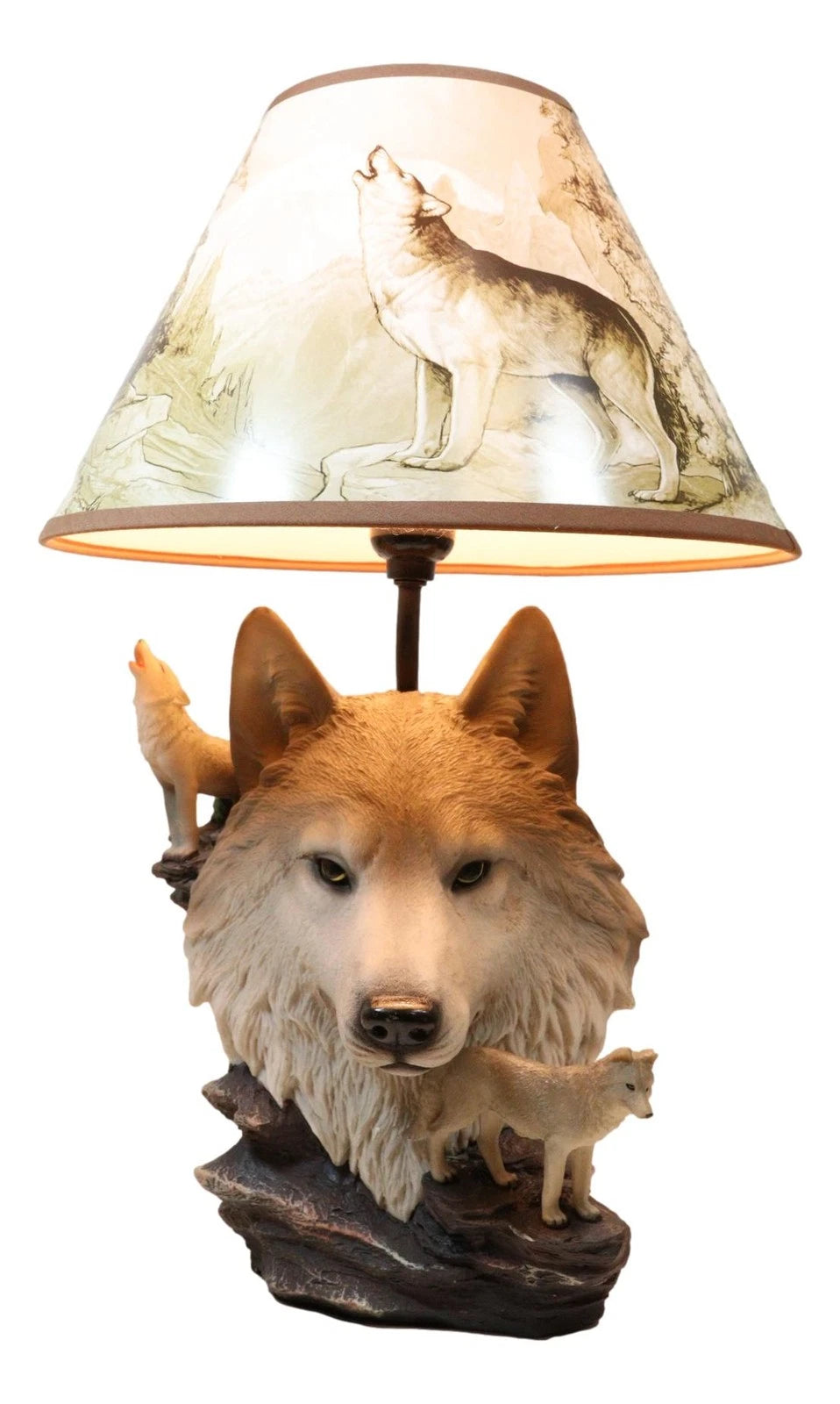 Gray Wolf Table Lamp Decor Wildlife Full Moon Howling Timber Wolf Pack-7