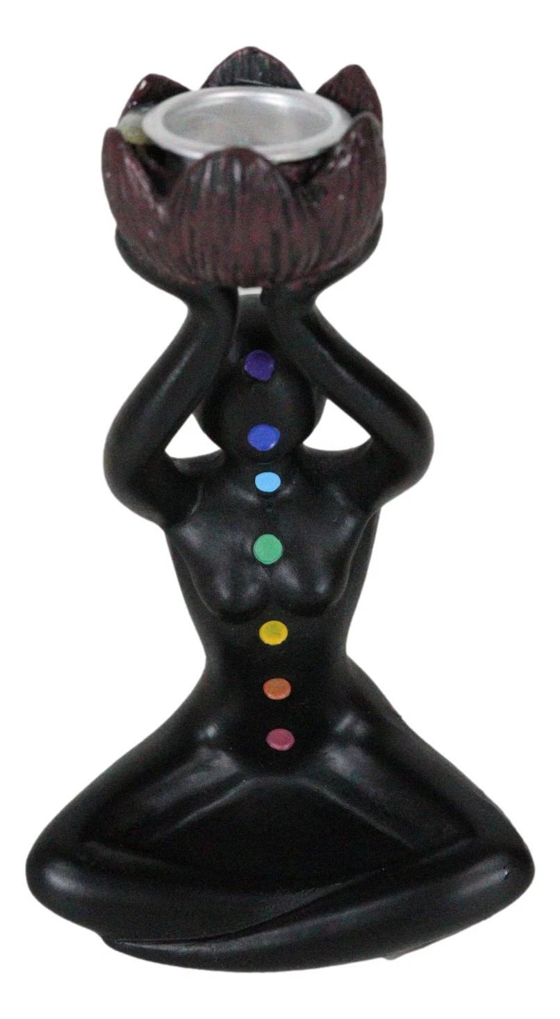 Black Yoga Meditation Avatar With 7 Chakra Zone Colors Backflow Incense Burner-2