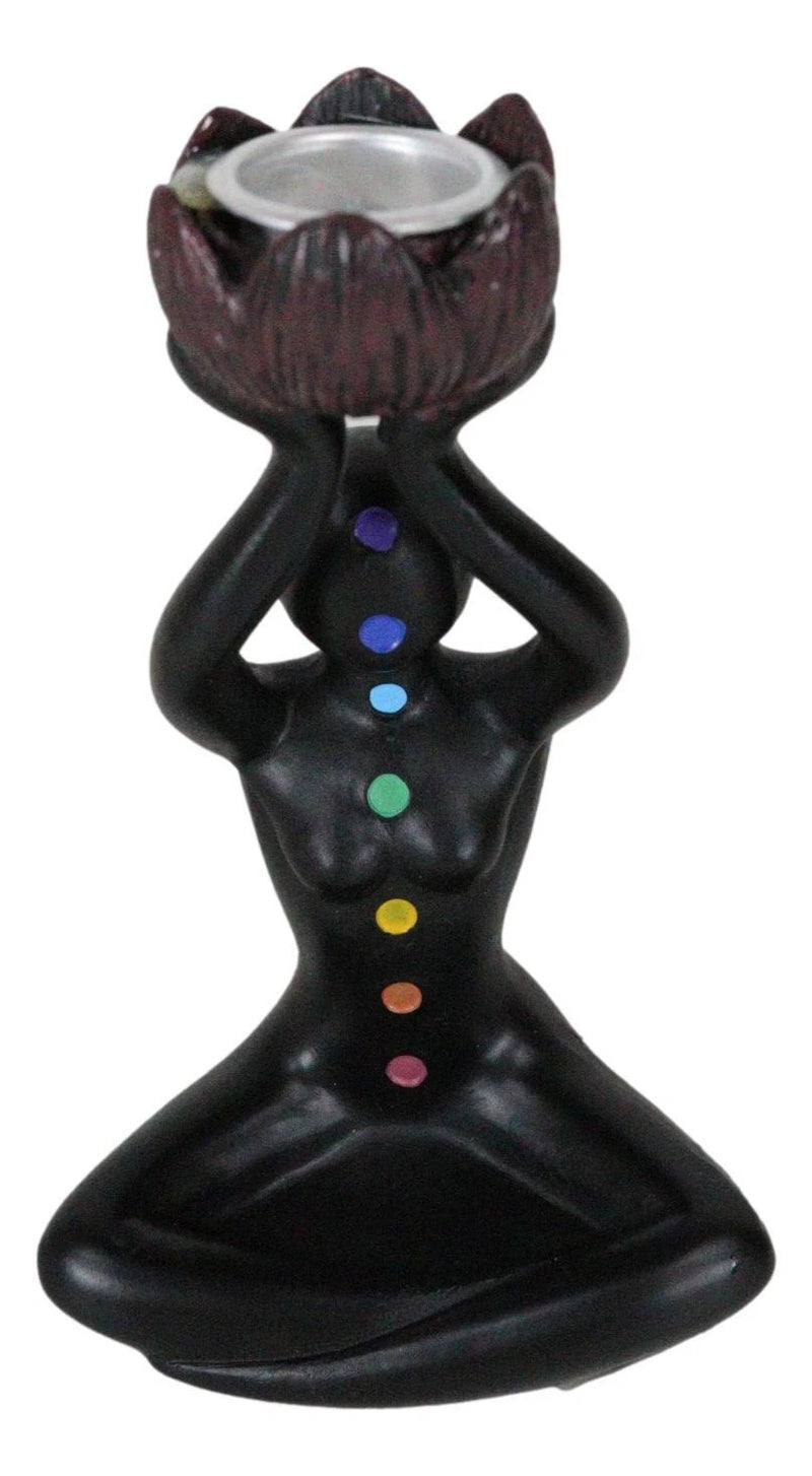 Black Yoga Meditation Avatar With 7 Chakra Zone Colors Backflow Incense Burner-2