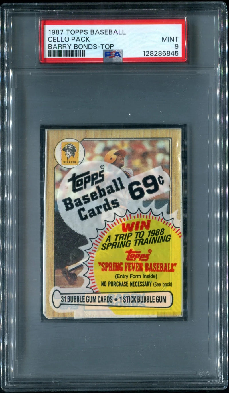 1987 Topps Baseball Unopened Cello Pack PSA 9 Bonds RC Top *6845-1