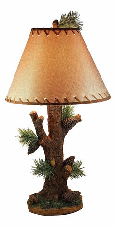 Large 26.75"H Vintage Rustic Mountain Pinecone Pine Tree Needles Bark Table Lamp-6