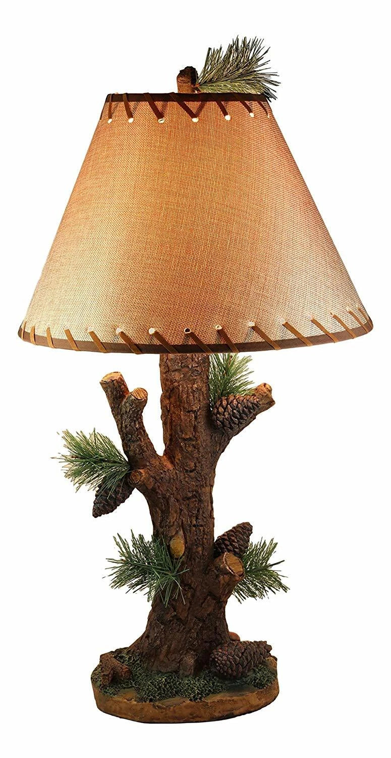 Large 26.75"H Vintage Rustic Mountain Pinecone Pine Tree Needles Bark Table Lamp-6
