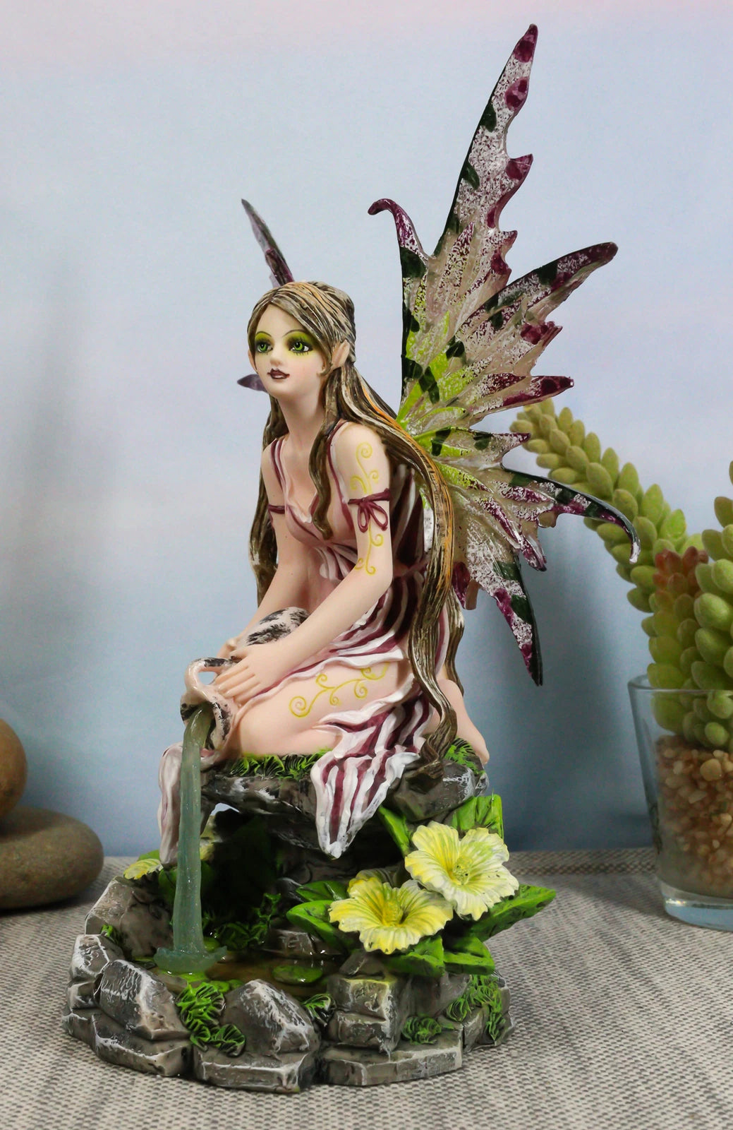 Mythical Goddess Moss Fairy With Elixir Of Youth By Sacred Lagoon Statue 8"Tall-6