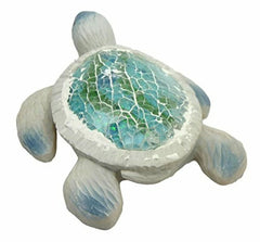 Coastal Ocean Giant Sea Turtle Decorative Figurine With Crushed Glass Shell-6