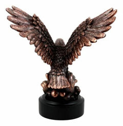 Wings of Glory Bald Eagle With American Flag Bronze Electroplated Figurine-3