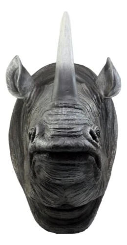 Safari Black Rhino Wall Plaque 14.5"H Taxidermy Rhinoceros Wall Decor Sculpture-7