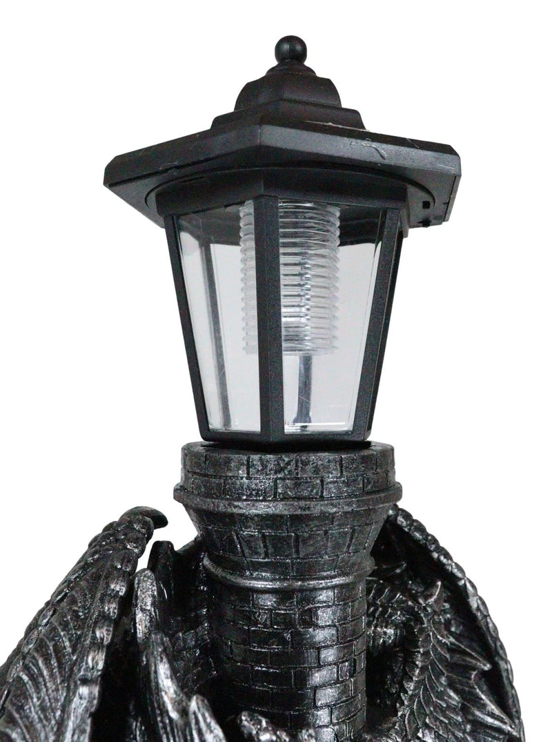 Mystical Rocky Top Castle Dungeon Guardian Dragon Solar LED Light Lantern Statue-7