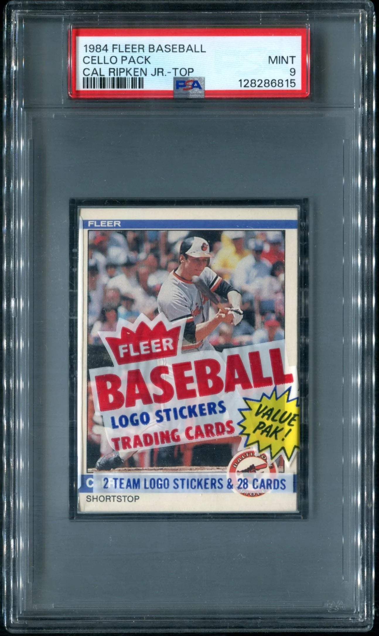1984 Fleer Baseball Unopened Cello Pack PSA 9 Ripken Jr. Top *6815