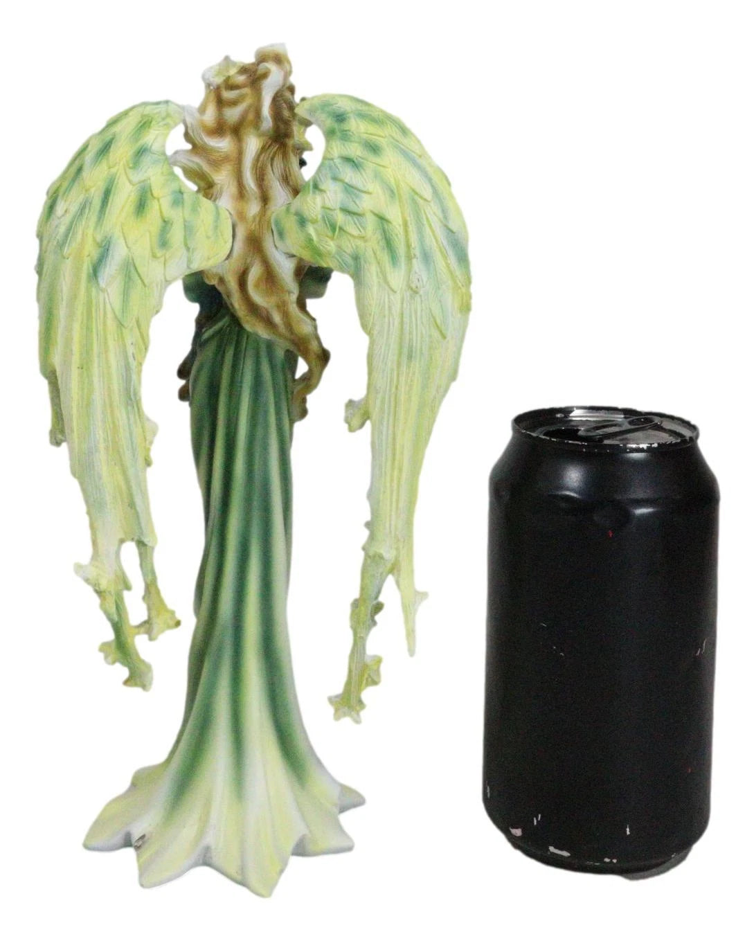 Beautiful Green Fairy With Colorful Flowers Carrying A Blue Peacock Figurine-5