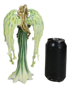 Beautiful Green Fairy With Colorful Flowers Carrying A Blue Peacock Figurine-5