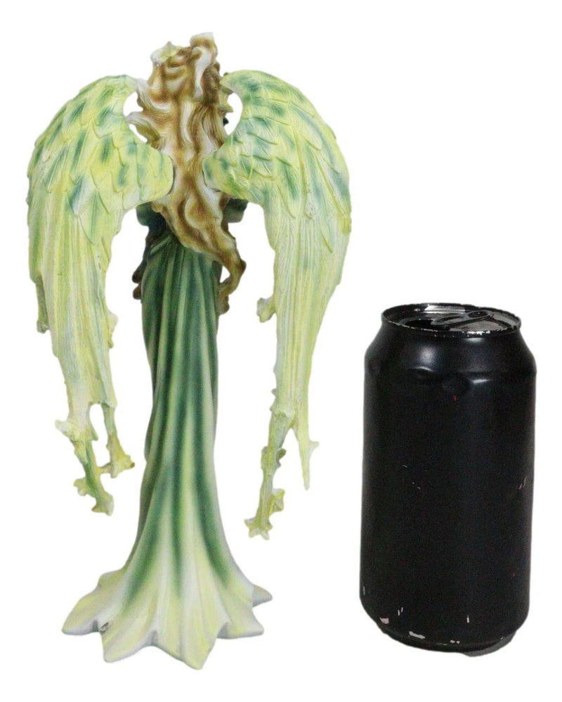 Beautiful Green Fairy With Colorful Flowers Carrying A Blue Peacock Figurine-5
