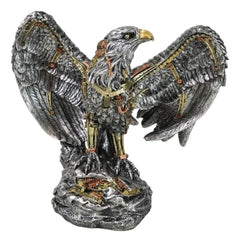 Large Geared Clockwork Steampunk Nano Cyborg Eagle with Open Wings Figurine-7