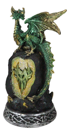 Green Dragon with LED Light On Crystal Mountain 7.5 Inches Tall Collection-7