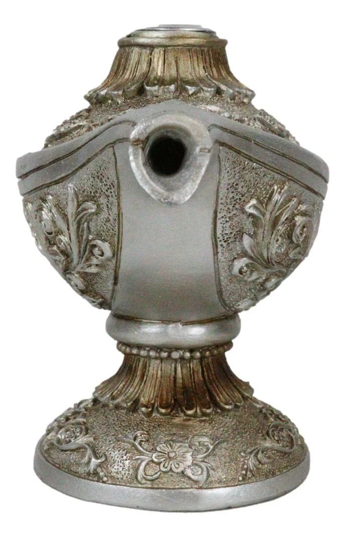 Floral Ornate Aladdin Genie Magical Lamp Backflow Incense Cone Burner Figurine-7