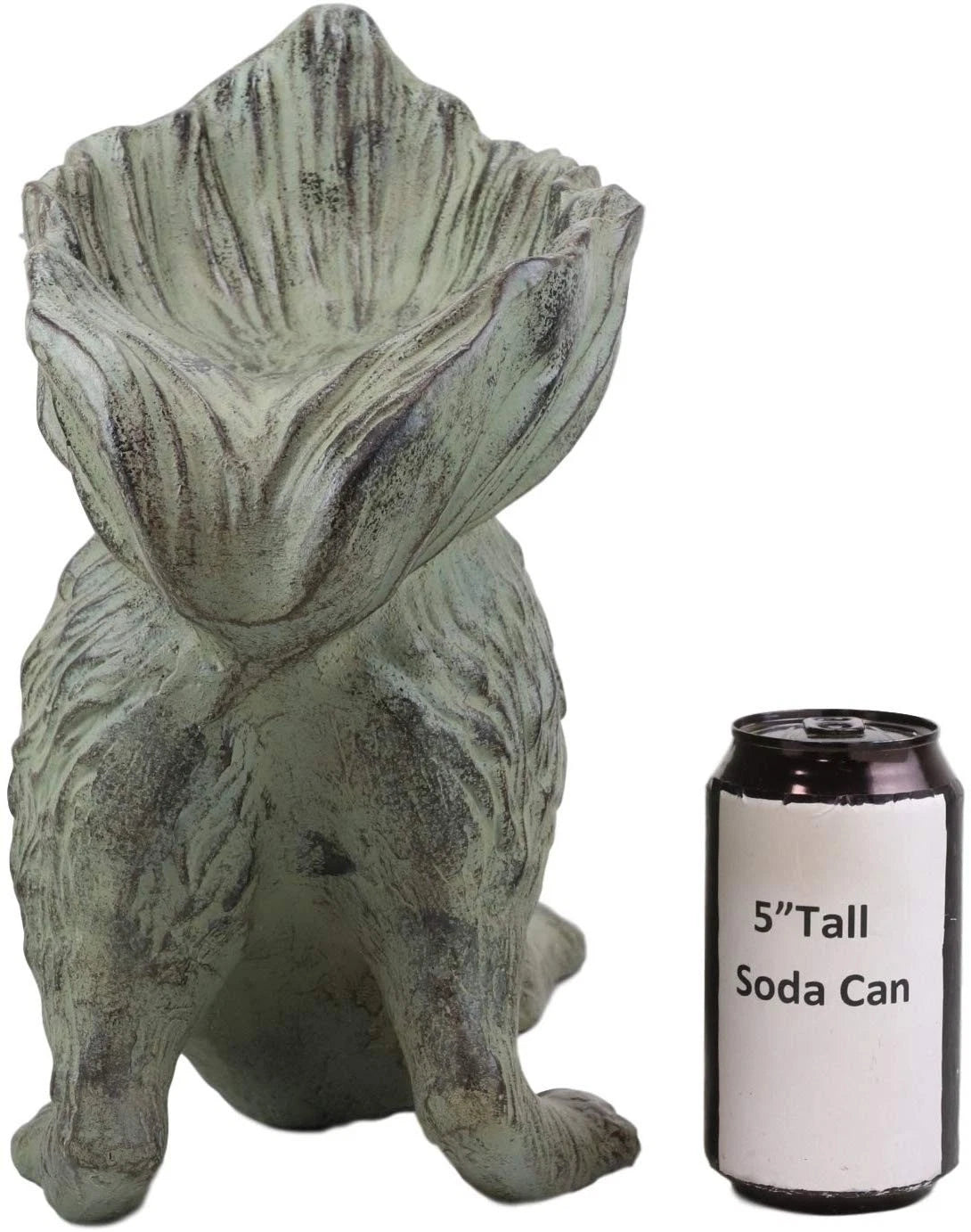Aluminum Whimsical Crouching Bushy Tailed Squirrel Bird Feeder Garden Statue-7