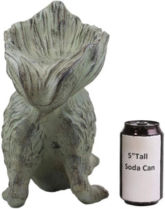 Aluminum Whimsical Crouching Bushy Tailed Squirrel Bird Feeder Garden Statue-7