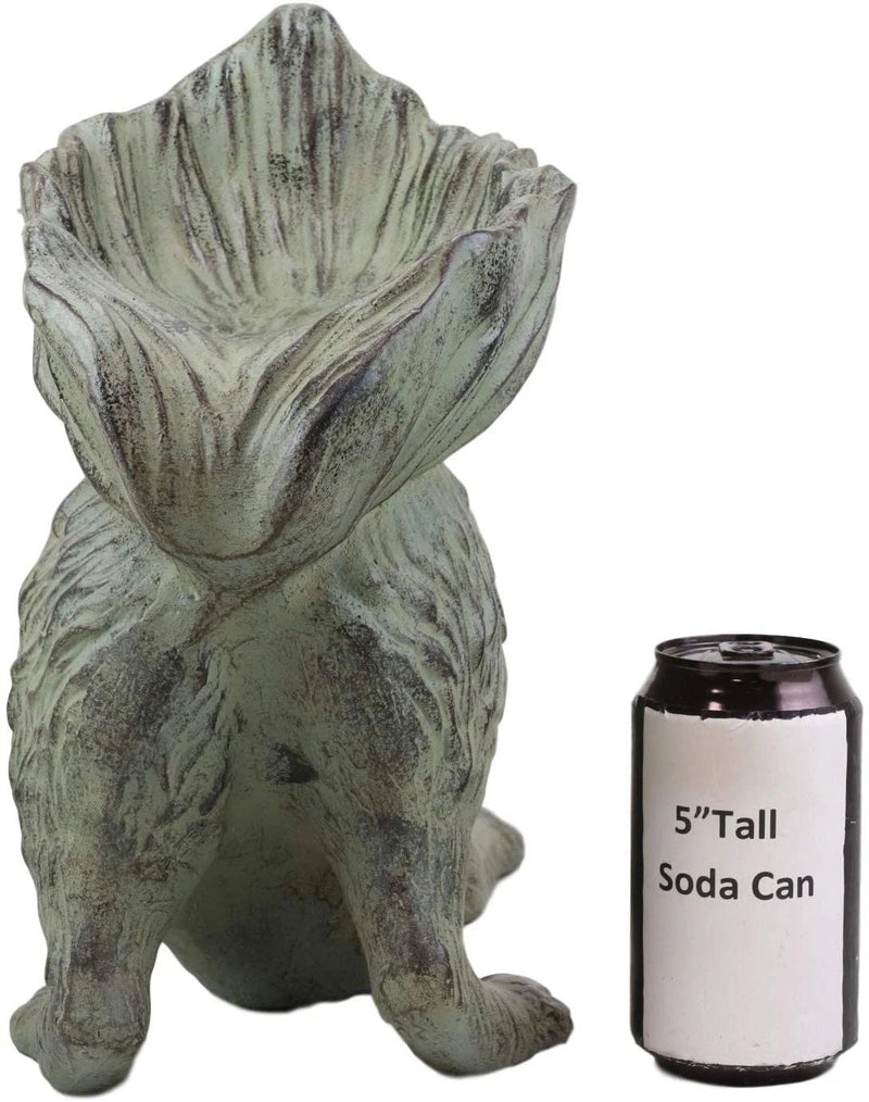 Aluminum Whimsical Crouching Bushy Tailed Squirrel Bird Feeder Garden Statue-7