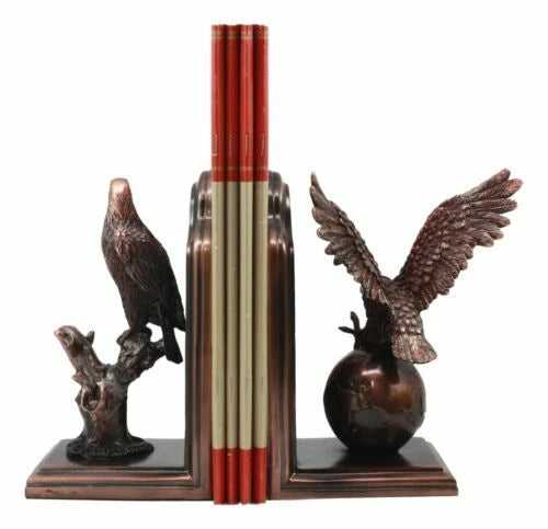 Wings of Glory American Bald Eagle Bookends Pair Bronze Electroplated Figurine-4