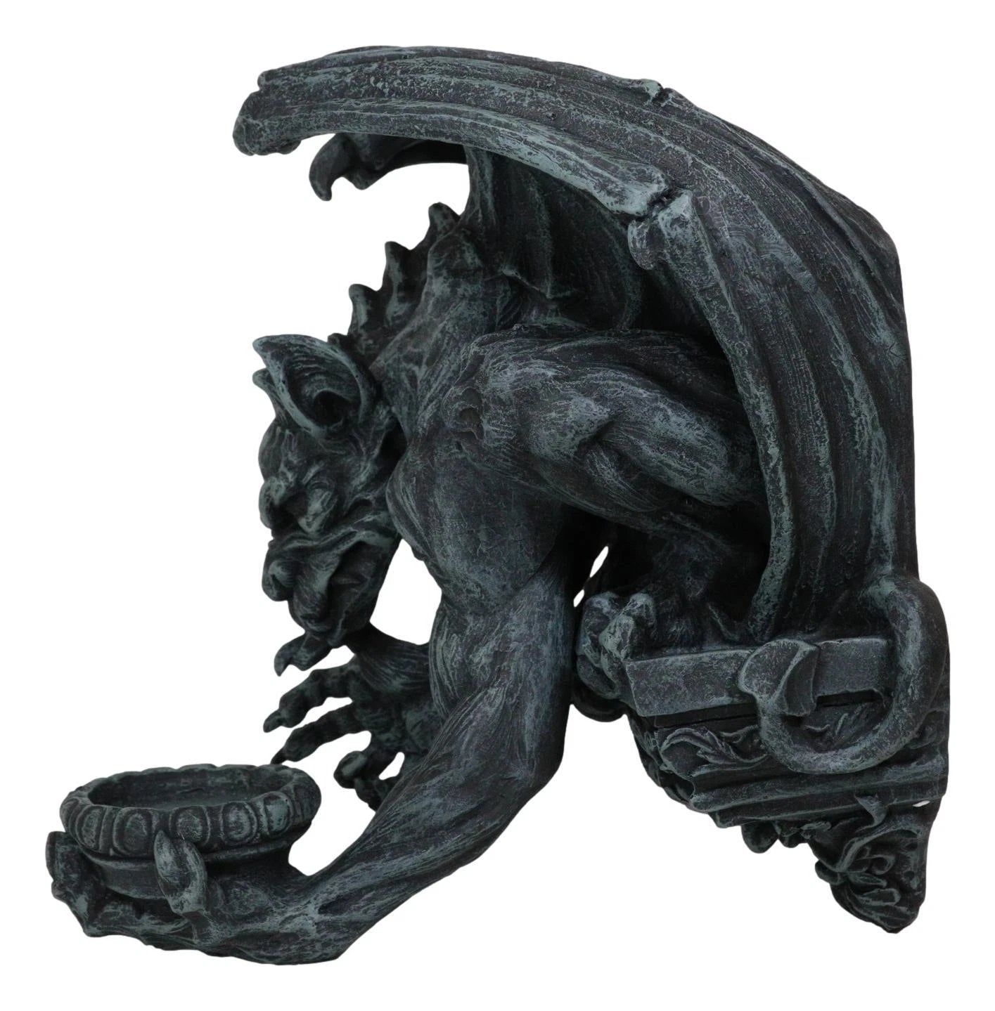 Gargoyle Candle Holder, 12"H Gothic Wall Sconce Sculpture Plaque, Fantasy Home Decor for Mantle, Wall, Garden, or Indoor Display-6