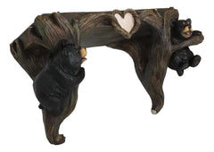 Whimsical 2 Climbing Black Bears By Forest Tree Branches Floating Wall Shelf-10
