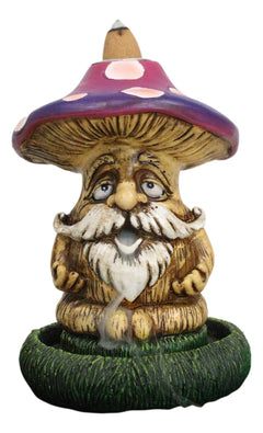 Whimsical Purple Toadstool Mushroom Greenman On Greens Backflow Incense Burner-9