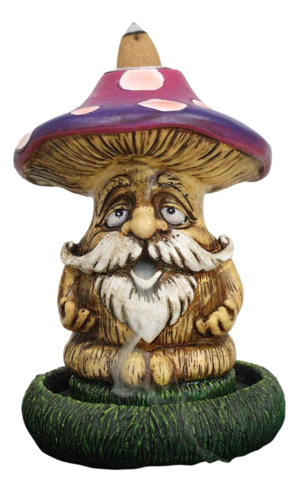 Whimsical Purple Toadstool Mushroom Greenman On Greens Backflow Incense Burner-9
