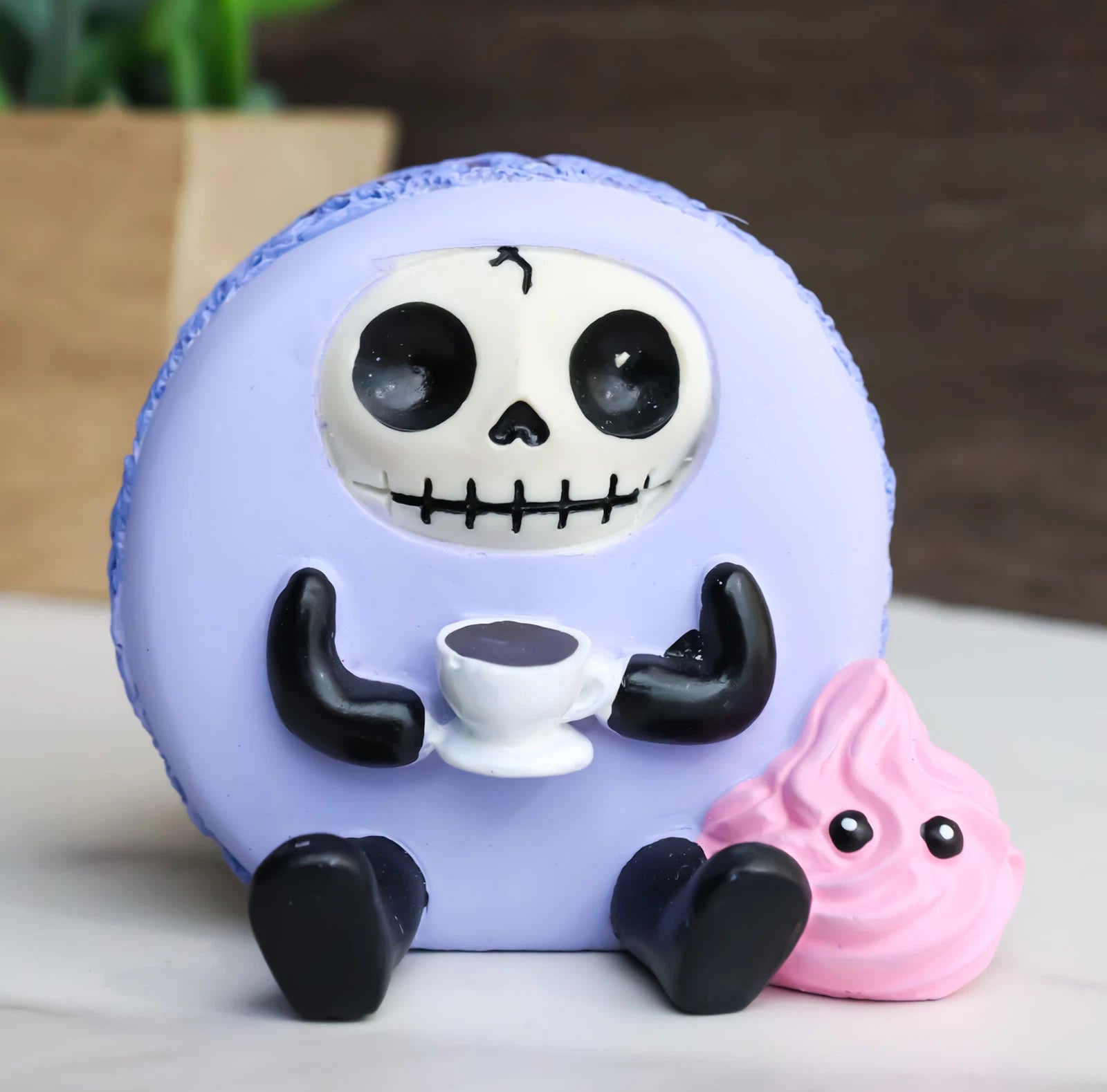 Furrybones Ronny The Lavender Purple Macaron With Coffee Cup Furry Bone Figurine-1