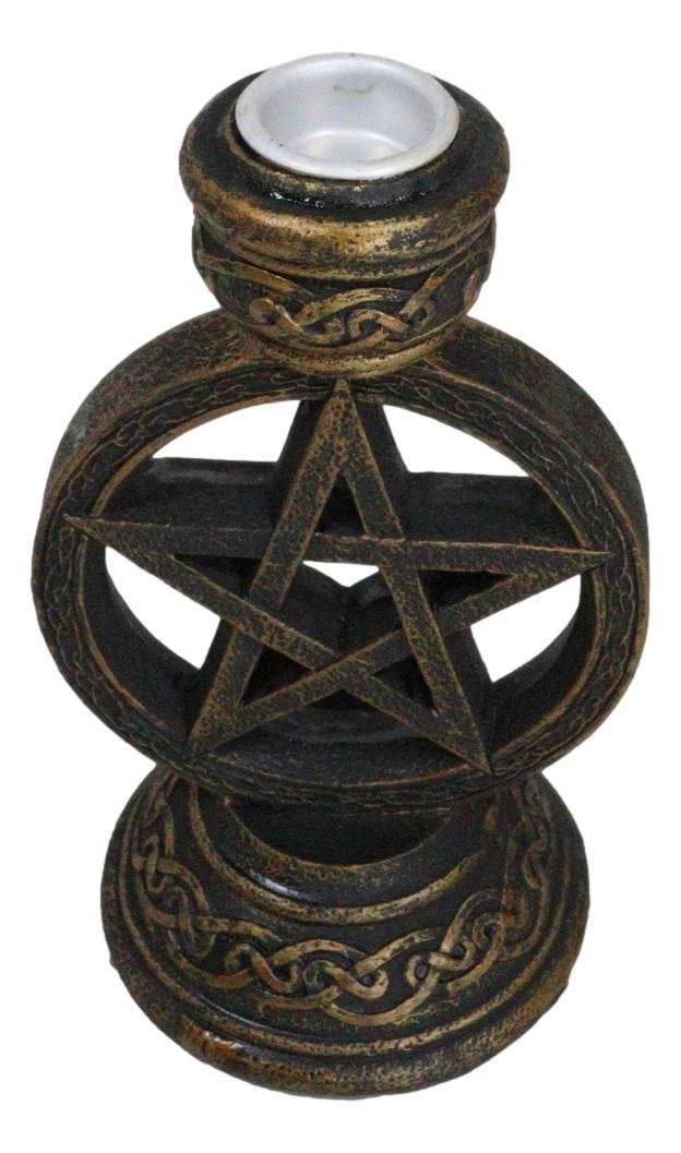 Celtic Witchcraft Wicca Sacred Pentagram Circle Backflow Incense Burner Figurine-9