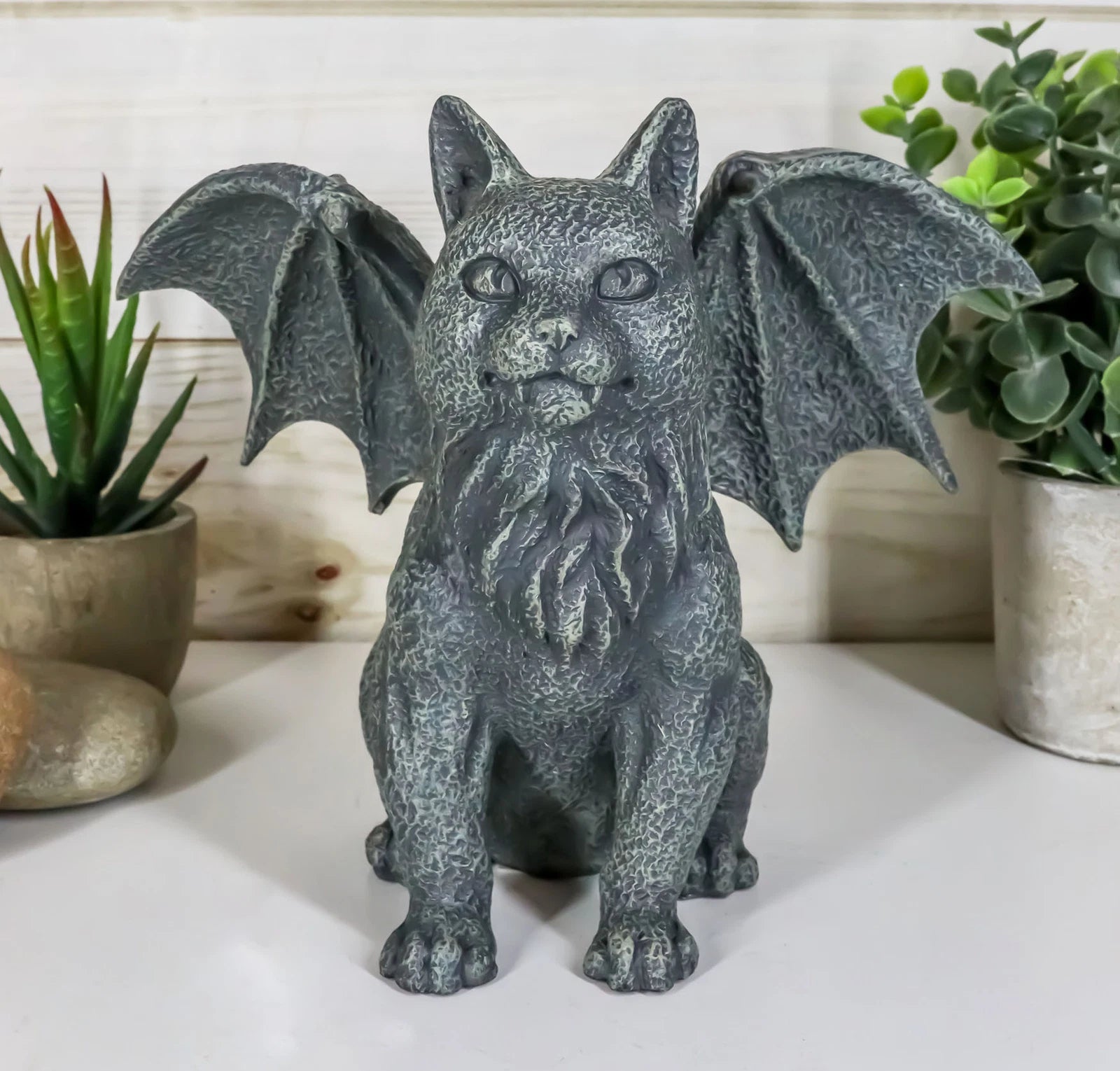Gothic Guardian Winged Feline Cat Vampire Gargoyle Desktop Paperweight Figurine-1